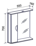 Зеркало со шкафом Emmy Милли 55 L 210011 с подсветкой цвет Белый-3