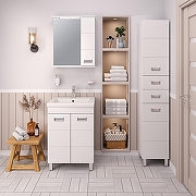 Зеркало со шкафом Emmy Монтана 60 R 210038 с подсветкой цвет Белый-2