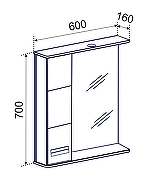 Зеркало со шкафом Emmy Монтана 60 L 210037 с подсветкой цвет Белый-3