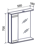 Зеркало со шкафом Emmy Рио 55 L 210050 с подсветкой цвет Белый-3