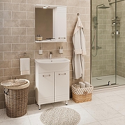 Зеркало со шкафом Emmy Рио 55 R 210049 с подсветкой цвет Белый-2