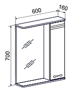 Зеркало со шкафом Emmy Рио 60 R 210051 с подсветкой цвет Белый-3
