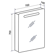 Зеркальный шкаф Emmy Донна 70 R 210087 с подсветкой цвет Белый-2