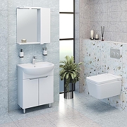 Зеркало со шкафом Emmy Агата 65 L 210127 с подсветкой цвет Белый-2