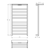 Электрический полотенцесушитель Wonzon & Woghand Frankfurt 47,2х90,6 WW-A1029-MB с полкой цвет Черный матовый-5