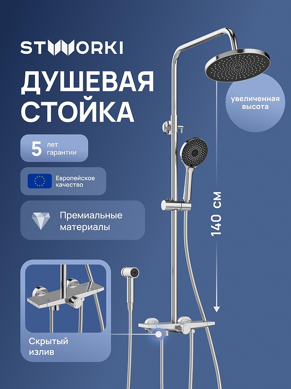 Душевая система STWORKI Готланд S13180CR 