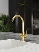 Смеситель для кухни Domaci Ливорно D8662GM цвет Золото матовое-9