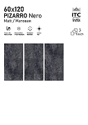 Керамогранит ITC Ceramic PIZARRO Nero Carving Карвинг 60x120 см-3