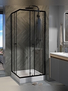 Душевой уголок WellWant Tesoro 80х80 WWDUSP80B профиль Черный матовый стекло прозрачное-1