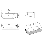 Акриловая ванна Azario Lago Blanco 160х75 R AZ-6724-1CR 16075 цвет Белый-6