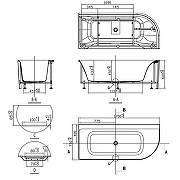 Акриловая ванна Azario Mist 170х75 L AZ-8649-A-1.7 цвет Белый-7