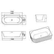 Акриловая ванна Azario Lago Blanco Black 170х75 R AZ-6724-1CRB 17075 цвет Черный матовый Белый глянец-15