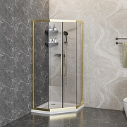 Душевой уголок Azario Osaka 90х90 AZ-092K2-90-BGL-CL профиль Брашированное золото стекло прозрачное-2
