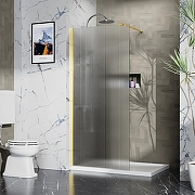 Душевая перегородка Azario Walk-In 90 AZ-251-90-BGL-CRF профиль Брашированное золото стекло рифленое-1