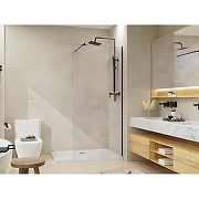 Душевая перегородка Azario Walk-In 120 AZ-251-120-MB-CL профиль Черный матовый стекло прозрачное-1