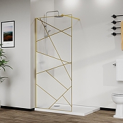Душевая перегородка Azario Walk-In 100 AZ-271-100-BGL-CGP профиль Брашированное золото стекло Графический принт-1
