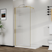 Душевая перегородка Azario Walk-In 120 AZ-271-120-BGL-CRF профиль Брашированное золото стекло рифленое-1