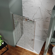 Душевая перегородка Azario Walk-In 100 AZ-275-100-BGL-CBR профиль Брашированное золото стекло с узором Битое стекло-3