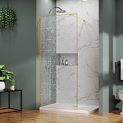 Душевая перегородка Azario Walk-In 120 AZ-275-120-BGL-CBR профиль Брашированное золото стекло с узором Битое стекло-1