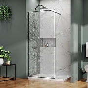 Душевая перегородка Azario Walk-In 120 AZ-275-120-MВ-CBR профиль Черный матовый стекло с узором Битое стекло-1