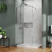 Душевая перегородка Azario Walk-In 120 AZ-275-120-MGR-CBR профиль Графит матовый стекло с узором Битое стекло-1