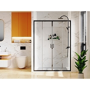 Душевая дверь Azario Tokyo 170 AZ-362K2-170-MB-CL профиль Черный матовый стекло прозрачное-1