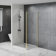 Душевая стенка Azario Shanghai 100 AZ-C43-100-BGL-CL профиль Брашированное золото стекло прозрачное-1