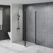 Душевая стенка Azario Shanghai 100 AZ-C43-100-MB-CL профиль Черный матовый стекло прозрачное-1