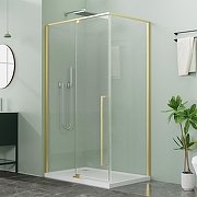 Душевой уголок Azario Male 100х100 AZ-J50-100-BGL-CL профиль Брашированное золото стекло прозрачное-1