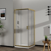Душевой уголок Azario Paris 100х100 AZ-R06-100-BGL-CHC профиль Брашированное золото стекло Шиншила-1