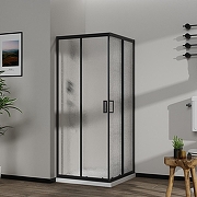 Душевой уголок Azario Paris 90х90 AZ-R06-90-MB-CHC профиль Черный матовый стекло Шиншила-1