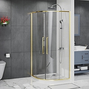 Душевой уголок Azario Shanghai 90х90 AZ-S43-90-BGL-CL профиль Брашированное золото стекло прозрачное-1