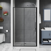 Душевая дверь Azario Shanghai 100 AZ-Y43-100-MB-CL профиль Черный матовый стекло прозрачное-1