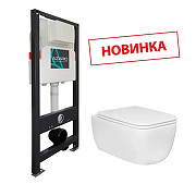 Комплект унитаза с инсталляцией Azario AZ-501A+AZ-0076 UQ1 цвет Белый с сиденьем Микролифт