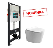 Комплект унитаза с инсталляцией Azario AZ-501A+AZ-2217 цвет Белый с сиденьем Микролифт