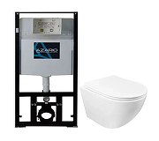 Комплект унитаза с инсталляцией Azario AZ-8010-1000+AZ-0046 SP цвет Белый с сиденьем Микролифт