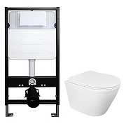 Комплект унитаза с инсталляцией Azario AZ-100-100F+87266 цвет Белый с сиденьем Микролифт