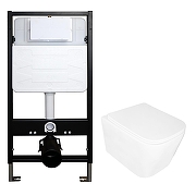 Комплект унитаза с инсталляцией Azario AZ-100-100F+91343 цвет Белый с сиденьем Микролифт