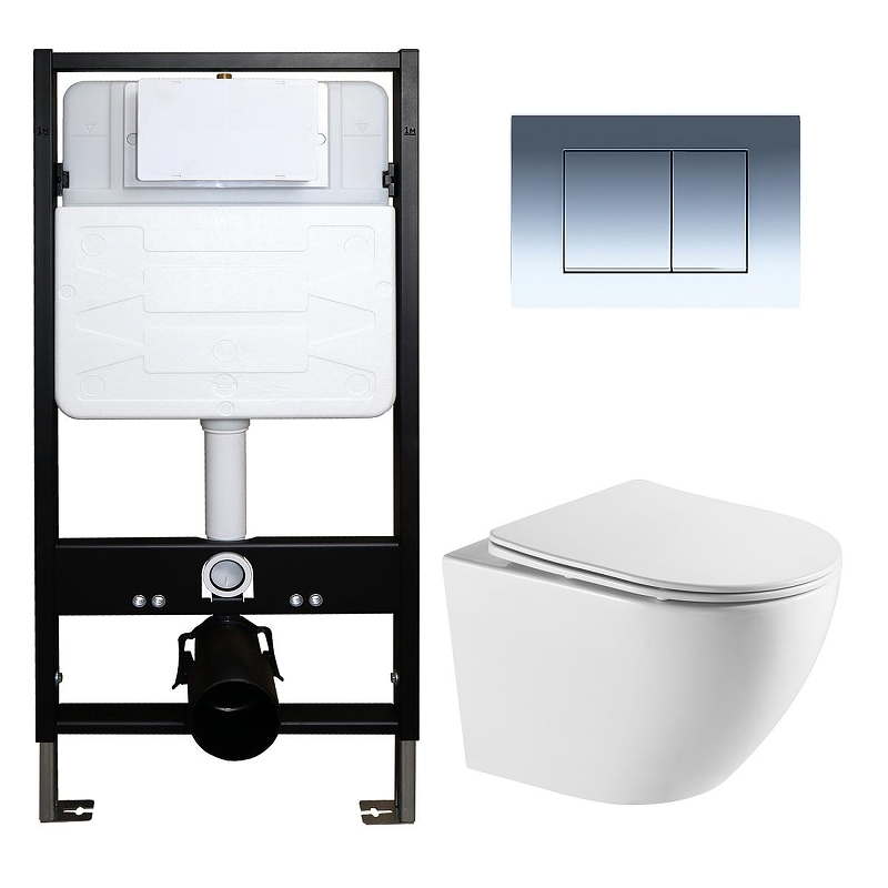 Комплект унитаза с инсталляцией Azario AZ-100-100F+AZ-0046-UQ3+AZ-100-002F 