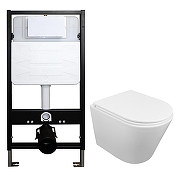 Комплект унитаза с инсталляцией Azario AZ-100-100F+AZ-0053-UQ3 цвет Белый с сиденьем Микролифт