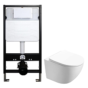 Комплект унитаза с инсталляцией Azario AZ-100-100F+AZ-0093UQ3 цвет Белый с сиденьем Микролифт