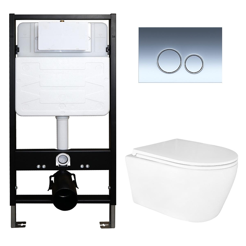 Комплект унитаза с инсталляцией Azario AZ-100-100F+AZ-2380+AZ-100-030F 