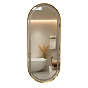 Зеркало Azario Блейк 50 АZ-LED011625 с подсветкой цвет Золото матовое с сенсорным выключателем и подогревом