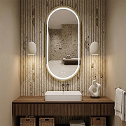 Зеркало Azario Блейк 50 АZ-LED011625 с подсветкой цвет Золото матовое с сенсорным выключателем и подогревом-4