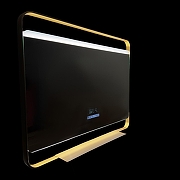 Зеркало Azario Дарья 100 АZ-LED013825 с подсветкой цвет Золото матовое с подогревом и часами-2