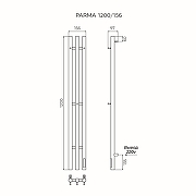 Электрический полотенцесушитель Azario Parma 156х1200 AZ83861B диммер справа цвет Черный-3