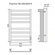 Электрический полотенцесушитель Azario Palermo 500х800 AZ83903G диммер справа цвет Графит-3