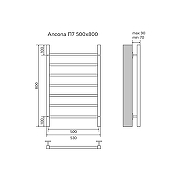 Водяной полотенцесушитель Azario Ancona 500х800 AZ83915B нижнее/диагональное подключение, G 1/2 цвет Черный-3
