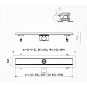 Душевой лоток Azario Stick AZPP01-70 Stick с решеткой цвет Нержавеющая сталь-5