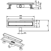 Душевой лоток Azario AZT3TILE650 с решеткой цвет Хром / под плитку-4
